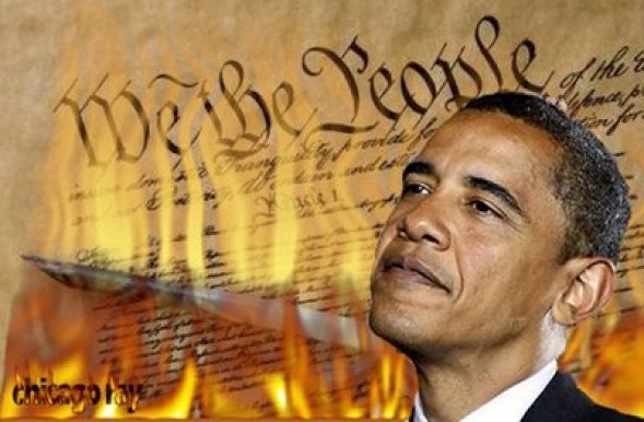 Obama Burns Constitution